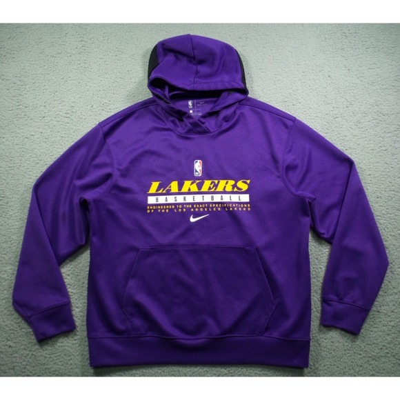 Nike Other - LA Lakers Nike Sweatshirt Mens Size Large Purple Hooded Game Dri-FIT Stretch NBA